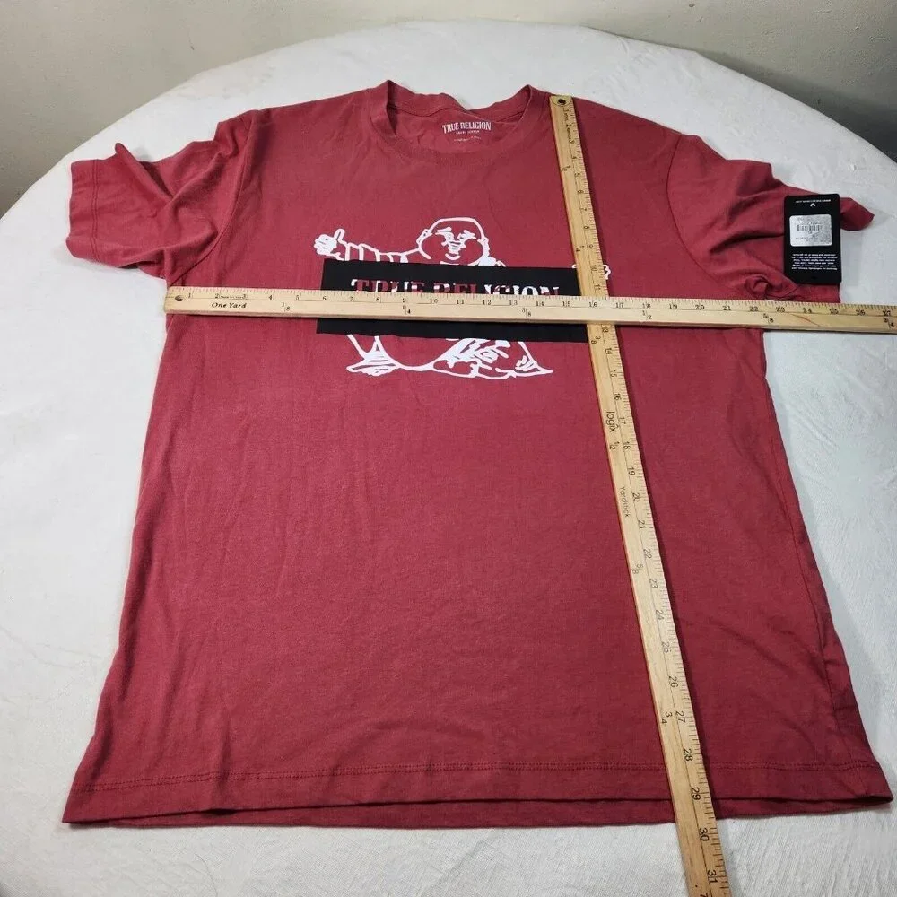 True Religion Mens Size XL T Shirt Heart Red Short Sleeve Buddha Logo NWT --15